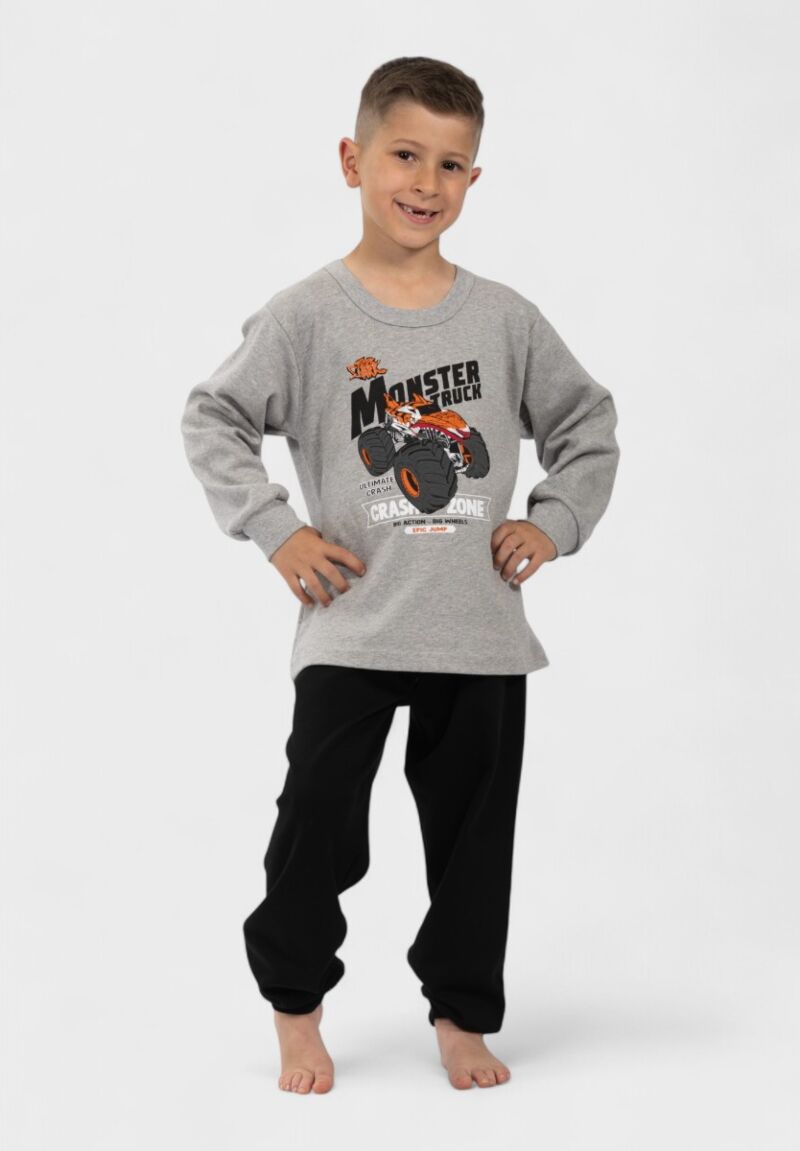 Παιδική Πιτζάμα Monster Truck Nina Club Γκρί| 100% Βαμβακερή