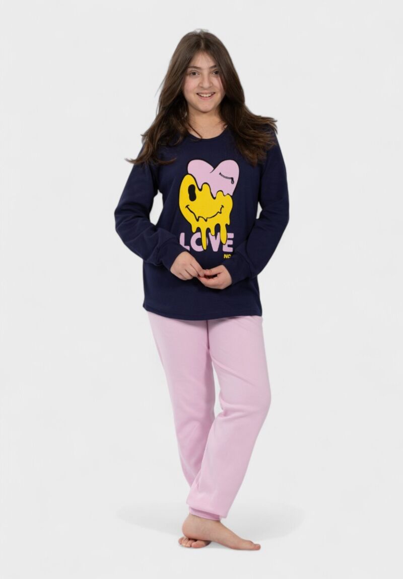 Παιδική Πιτζάμα Nina Club Love Emoji Μπλε | 100% Βαμβάκι