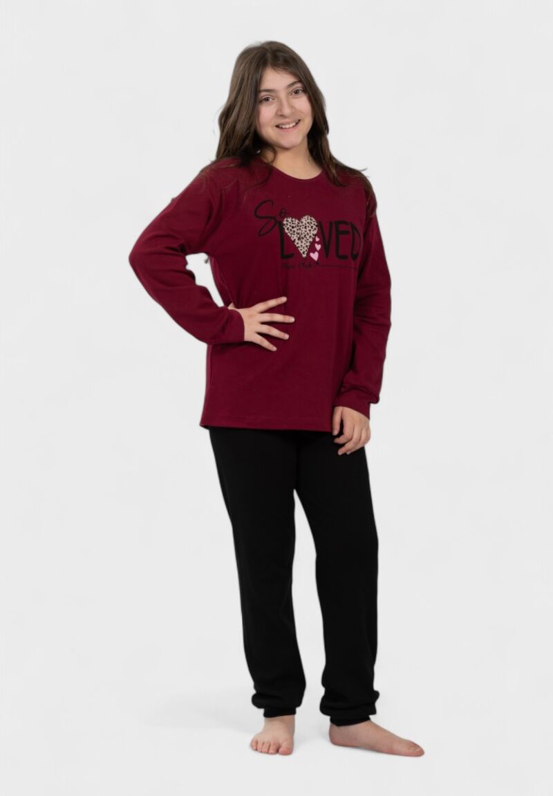 Εφηβική Πιτζάμα So Loved Μπορντό Nina Club | 100% Βαμβάκι