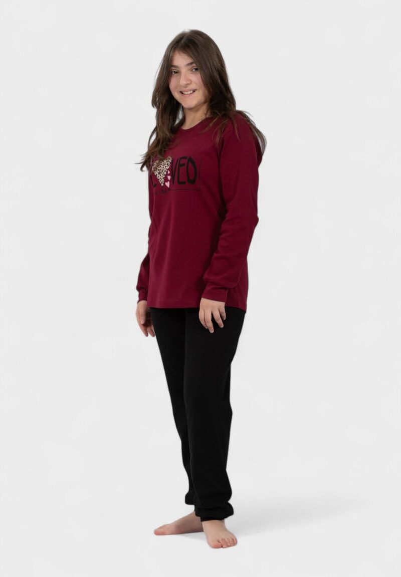 Εφηβική Πιτζάμα So Loved Μπορντό Nina Club | 100% Βαμβάκι