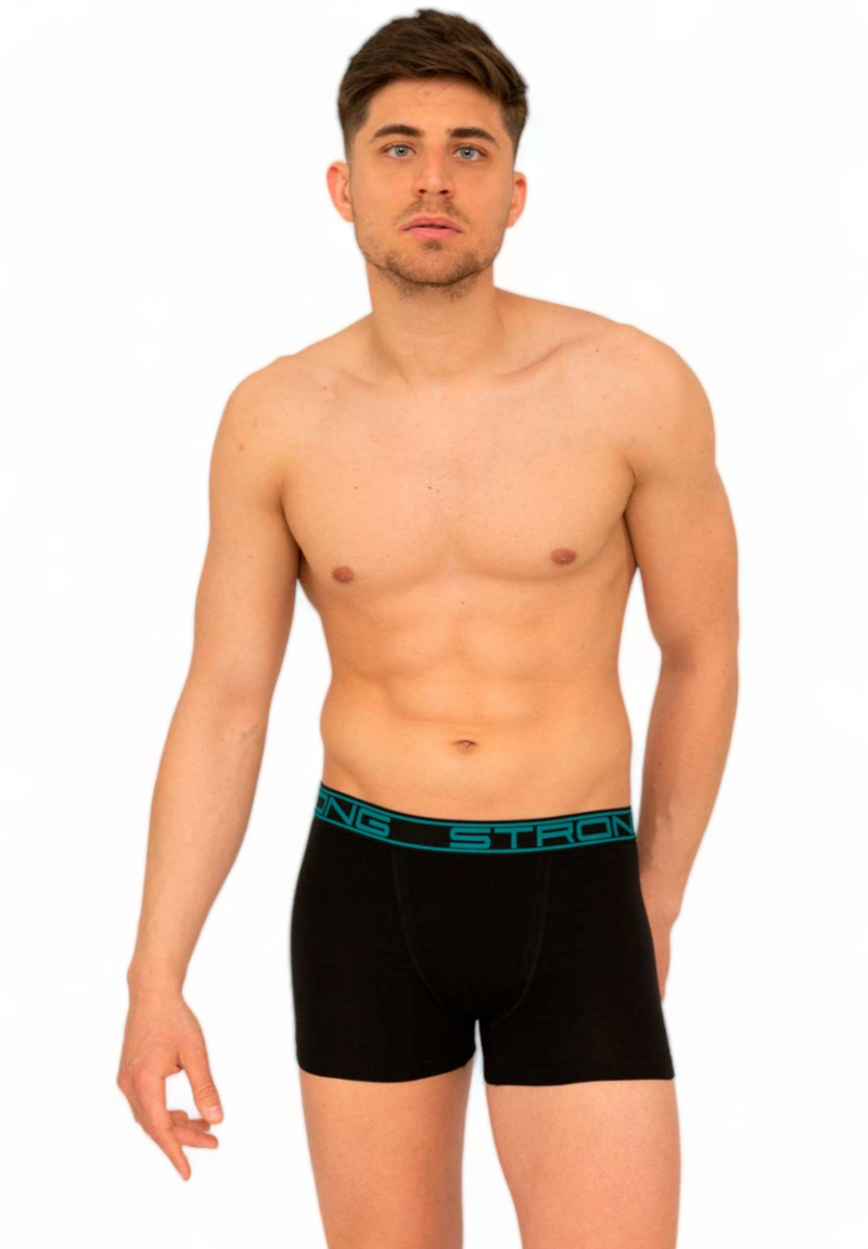 Boxer Ανδρικό με Χρωματιστό Λάστιχο Nina Club μαυρο-τιρκουαζ