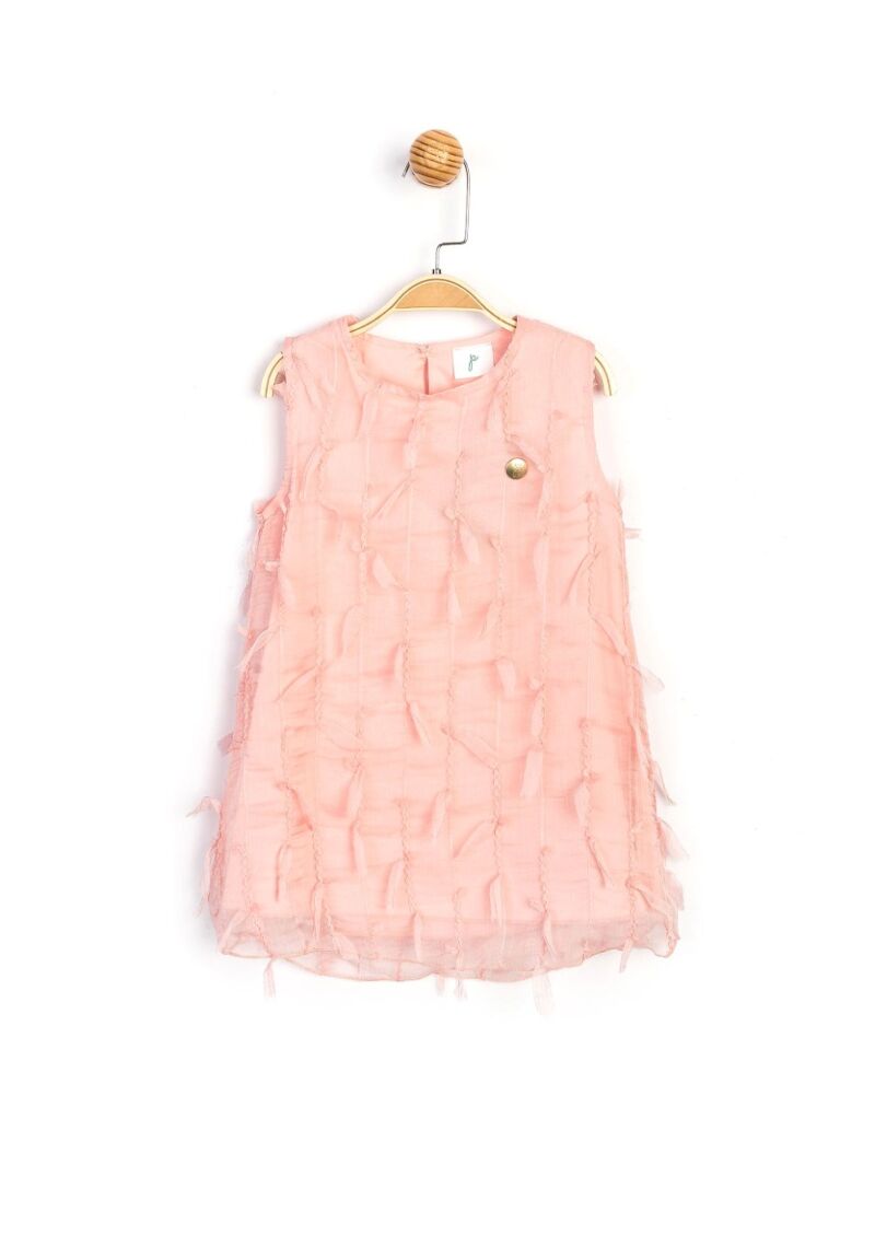 Φορεματάκι παιδικό ροζ με κροσάκια