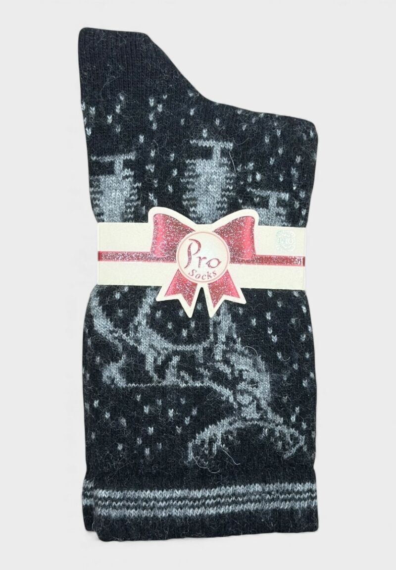 Γυναικεία Μάλλινη Κάλτσα Pro Socks Cozy Reindeer σε Ανθρακί Χρώμα