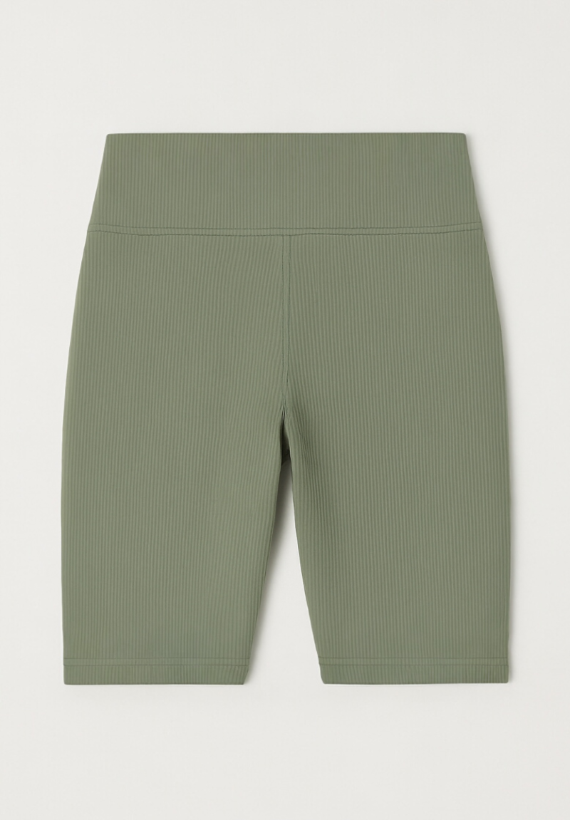 Γυναικείο Biker Κολάν Kota – Ψηλόμεσο με Rib Ύφασμα Λαδί