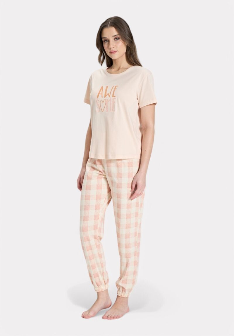 Πιτζάμα βαμβακερή Pijadore Awesome Σομόν