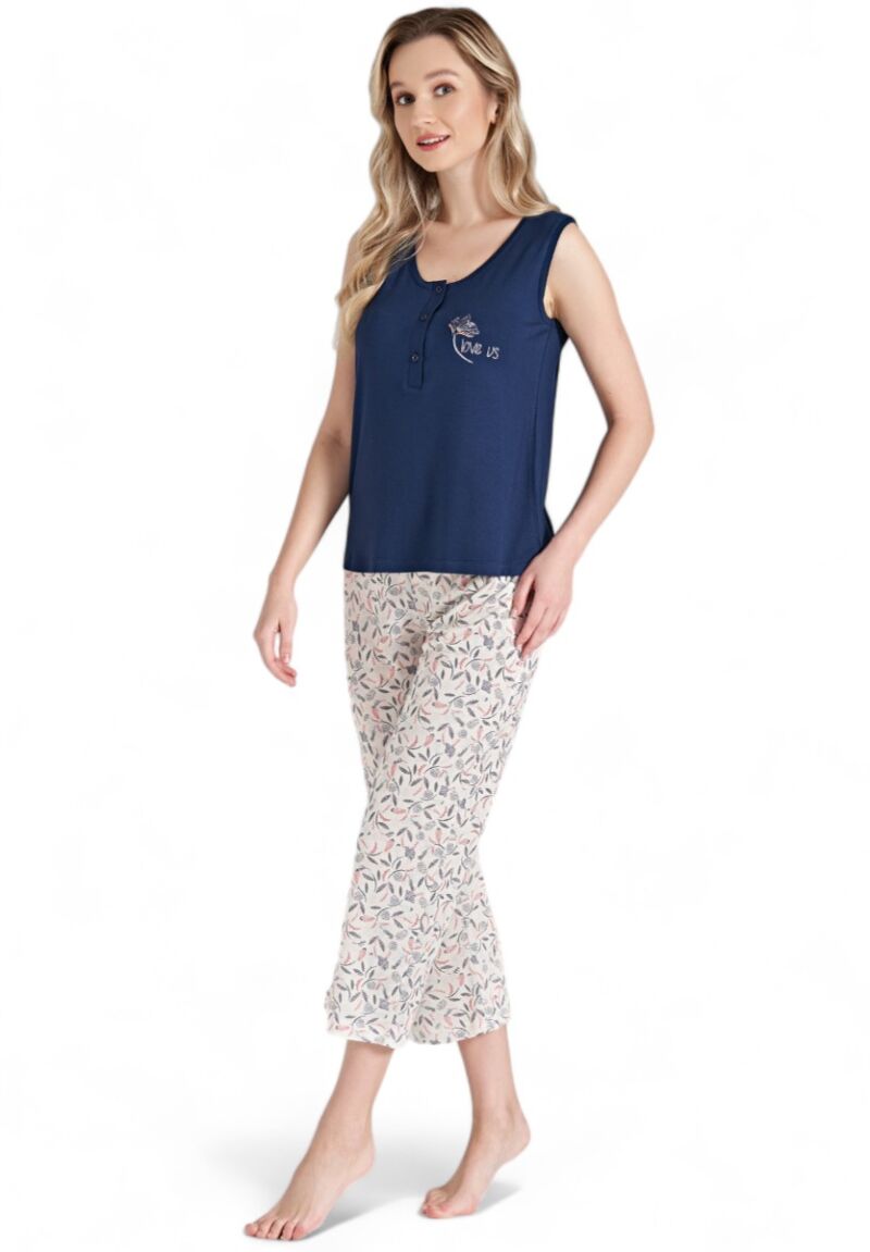 Πιτζάμα γυναικεία βισκόζ με παντελόνι 3/4 Pijadore Floral