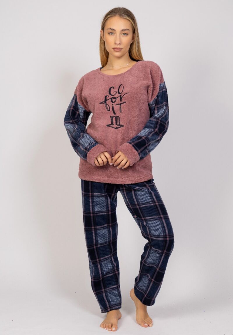 Πιτζάμα γυναικεία Fleece Go For It Pink Pijammery