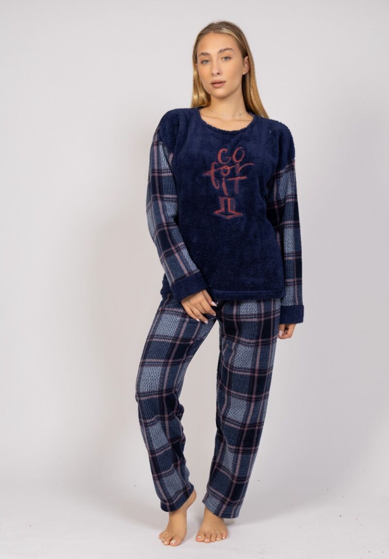 Πιτζάμα γυναικεία Fleece Go For It Blue Pijammery