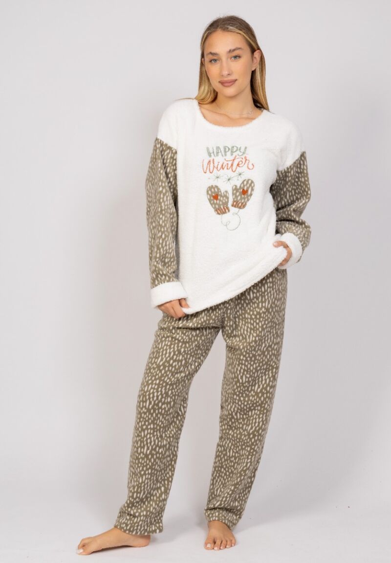 Πιτζάμα γυναικεία Fleece Happy Winter Pijammery