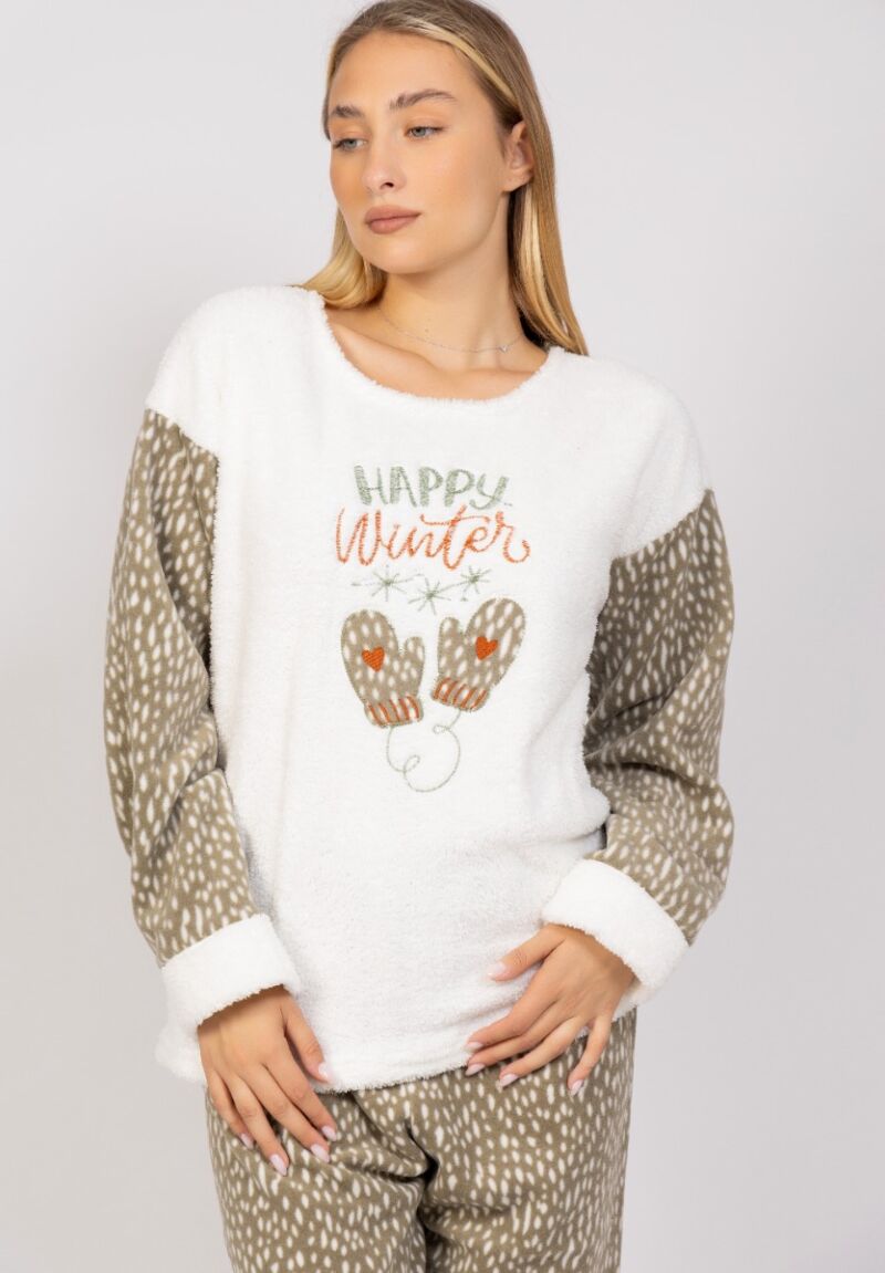 Πιτζάμα γυναικεία Fleece Happy Winter Pijammery