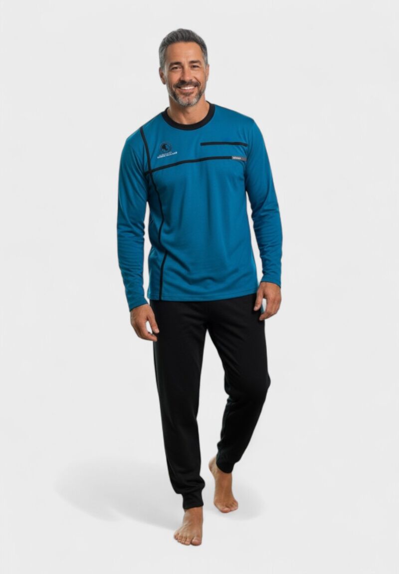 Ανδρική Βαμβακερή Πιτζάμα Interlock Collection Blue Edge
