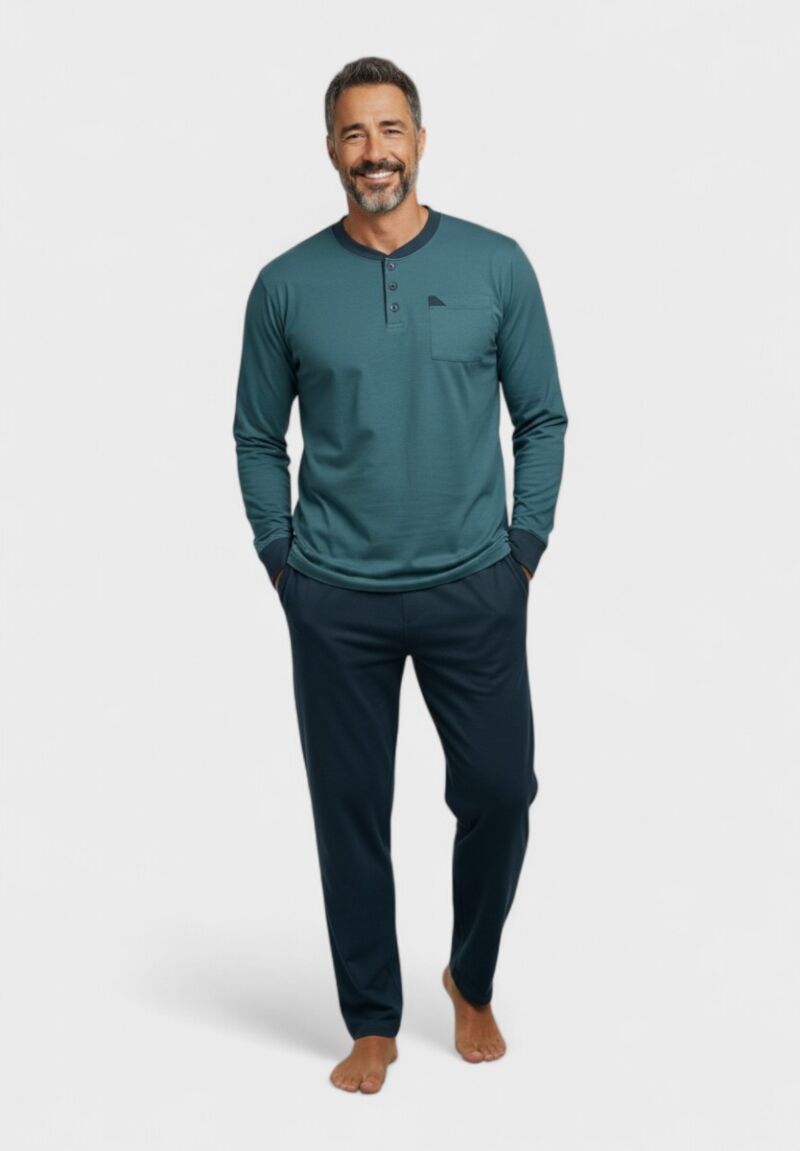Ανδρική Βαμβακερή Πιτζάμα Interlock Collection Basic Olive Green