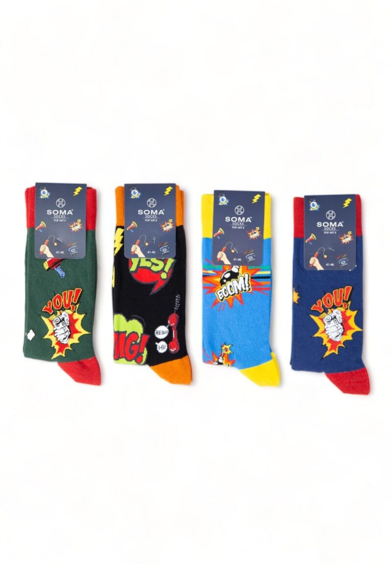 Κάλτσες ανδρικές βαμβακερές Soma Socks Pop Art II σε κουτάκι 4 τεμαχίων