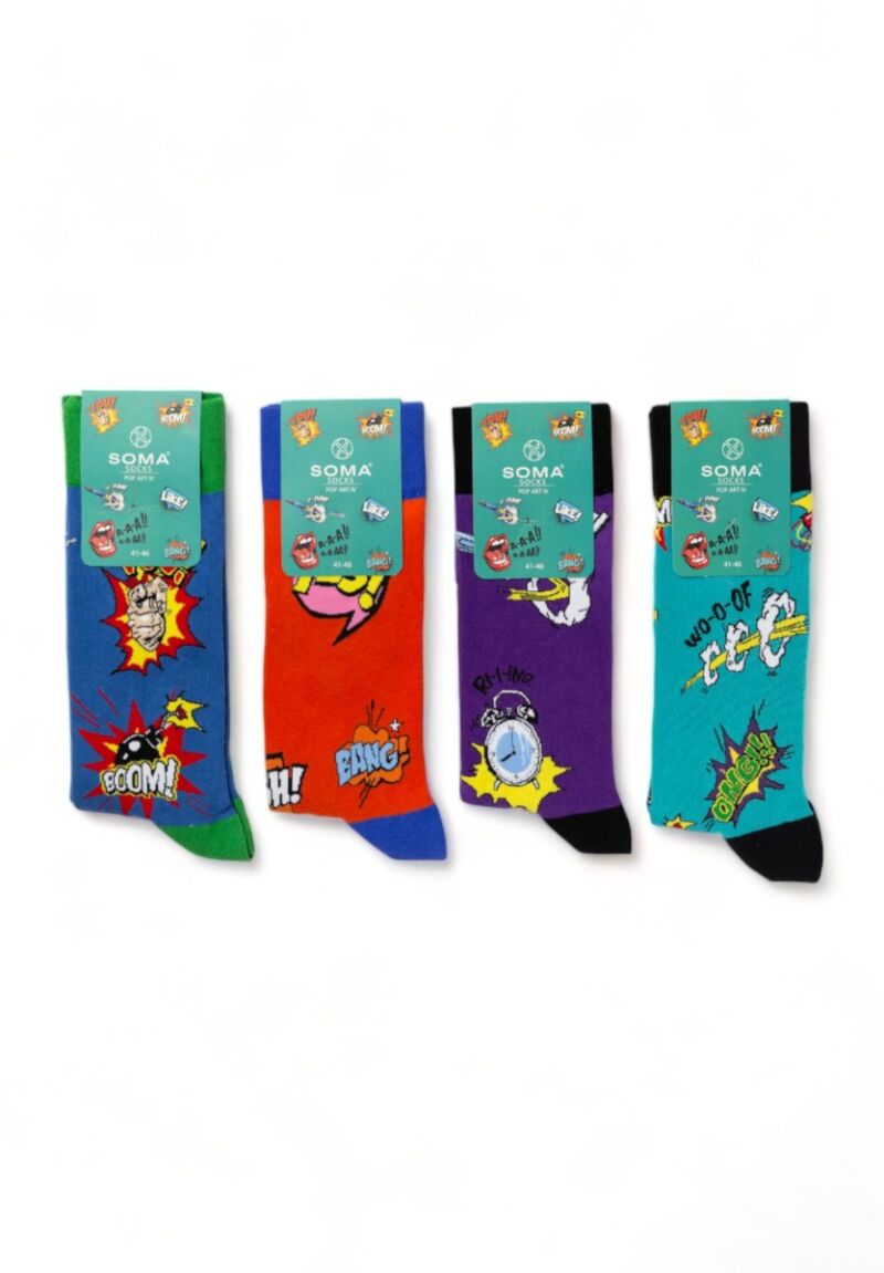 Κάλτσες ανδρικές βαμβακερές Soma Socks Pop Art IV σε κουτάκι 4 τεμαχίων 