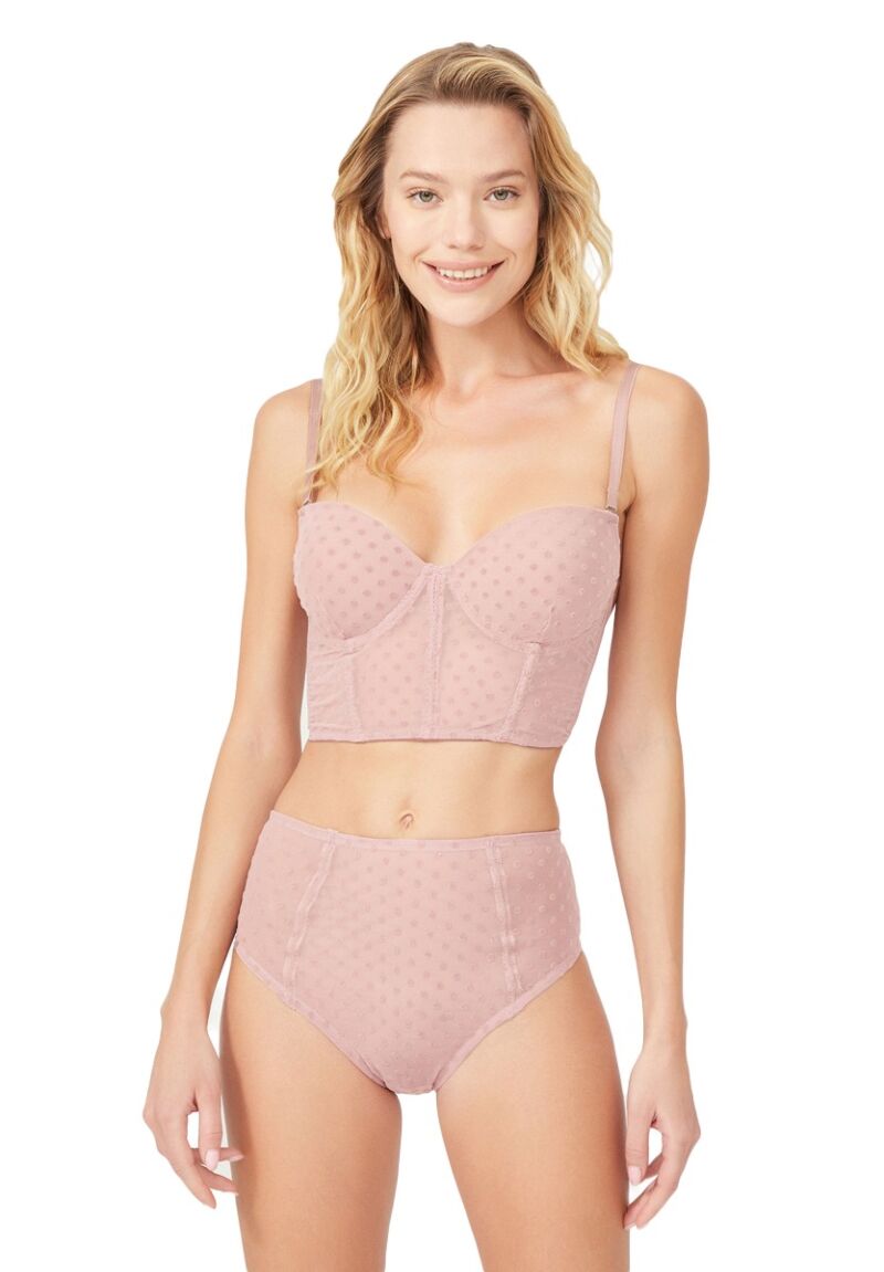 Σετ εσωρούχων Corset με ψηλόμεσο Brazil Perla Πούδρα