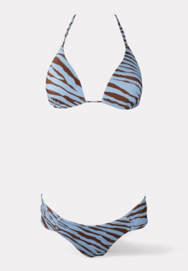 Γυναικείο Μαγιό Σετ με Παρεό Zebra Print Μπλε