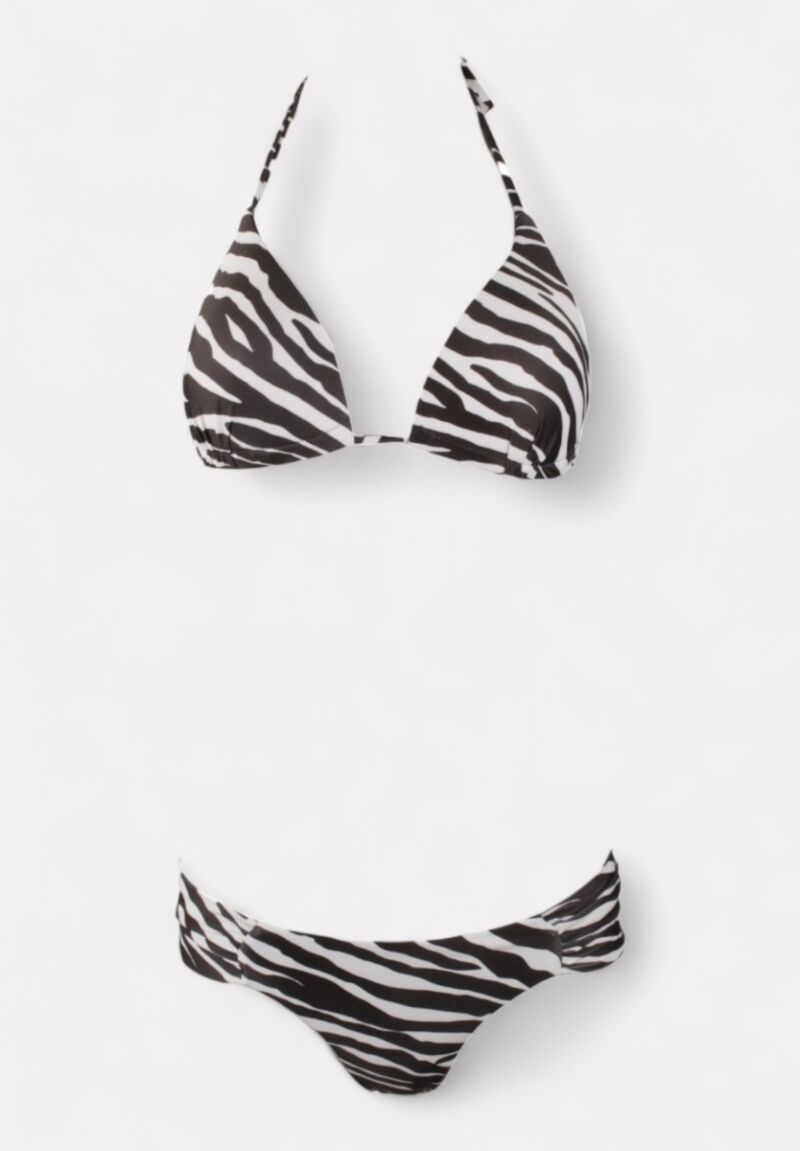 Γυναικείο Μαγιό Σετ με Παρεό Zebra Print Μαύρο