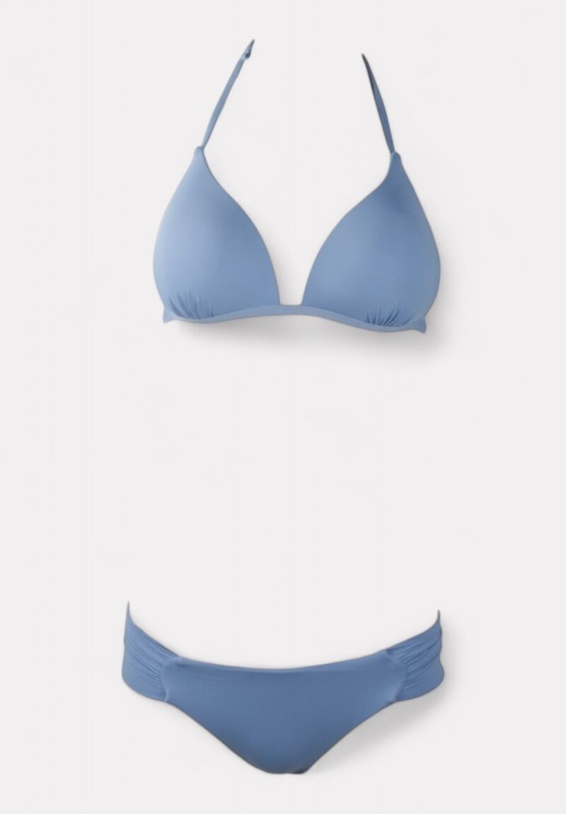 Γυναικείο μπλε τρίγωνο μπικίνι με beachwear παντελόνα 