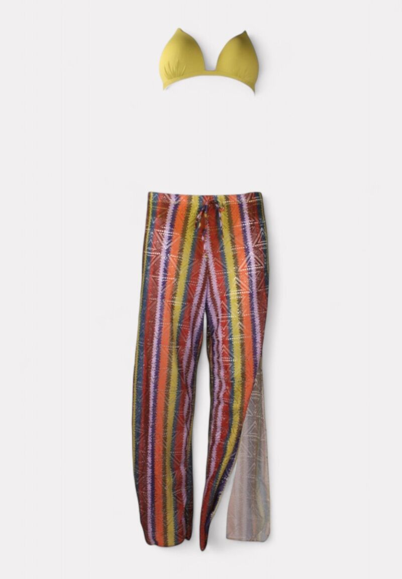 Γυναικείο Μαγιό Τρίγωνο Πράσινο Σετ με Παντελόνα Πολύχρωμο