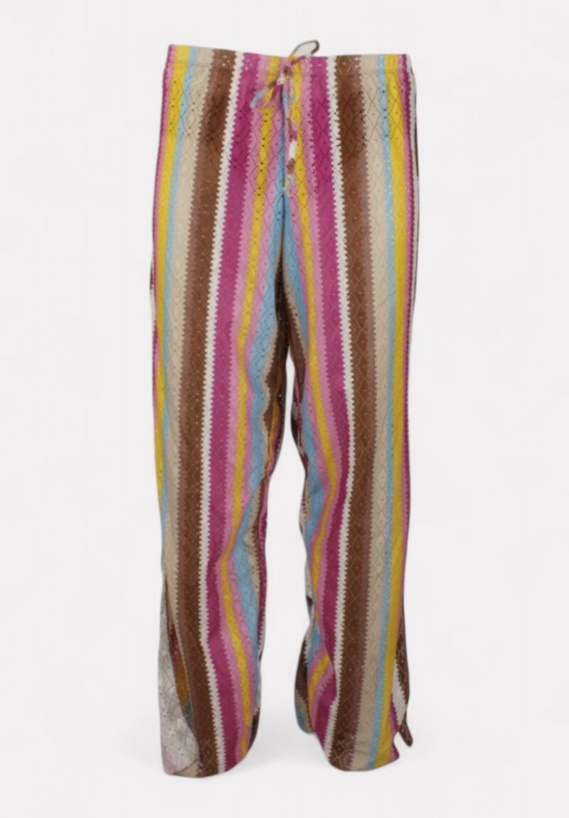 Γυναικείο Μαγιό Τρίγωνο Καφέ Σετ με Παντελόνα Πολύχρωμο