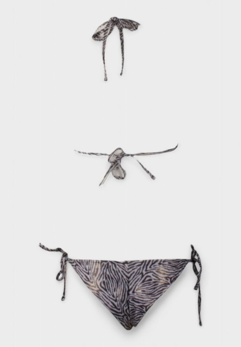 Γυναικείο Μαγιό Σετ Τρίγωνο με Zebra Print Black