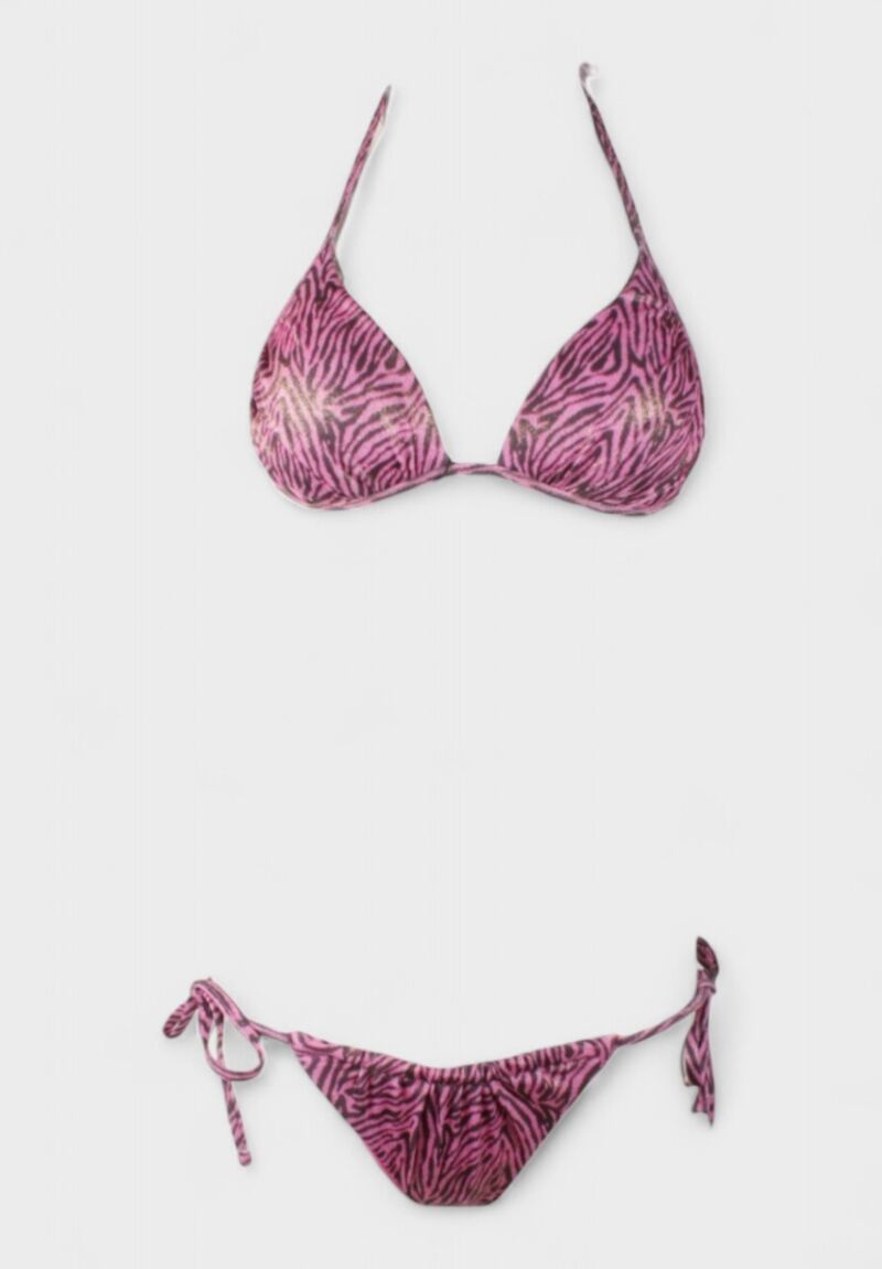 Γυναικείο Μαγιό Σετ Τρίγωνο με Zebra Print Ροζ
