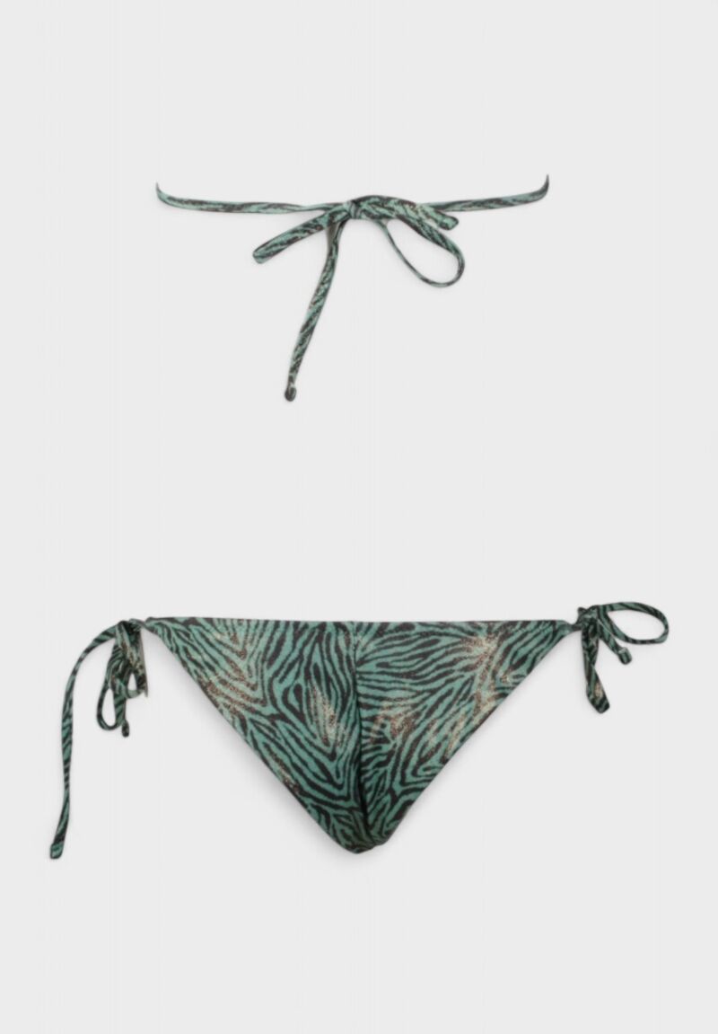 Γυναικείο Μαγιό Σετ Τρίγωνο με Zebra Print Σμαραγδί