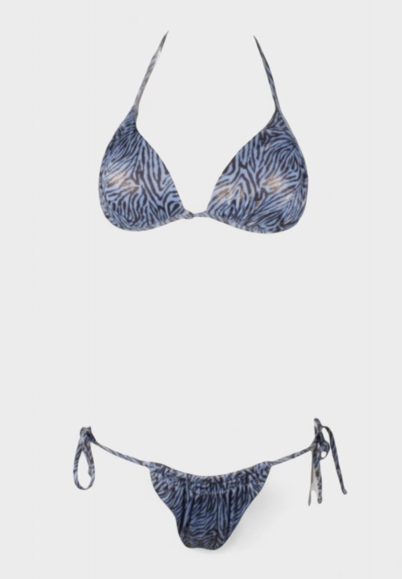 Γυναικείο Μαγιό Σετ Τρίγωνο με Zebra Print Μπλε