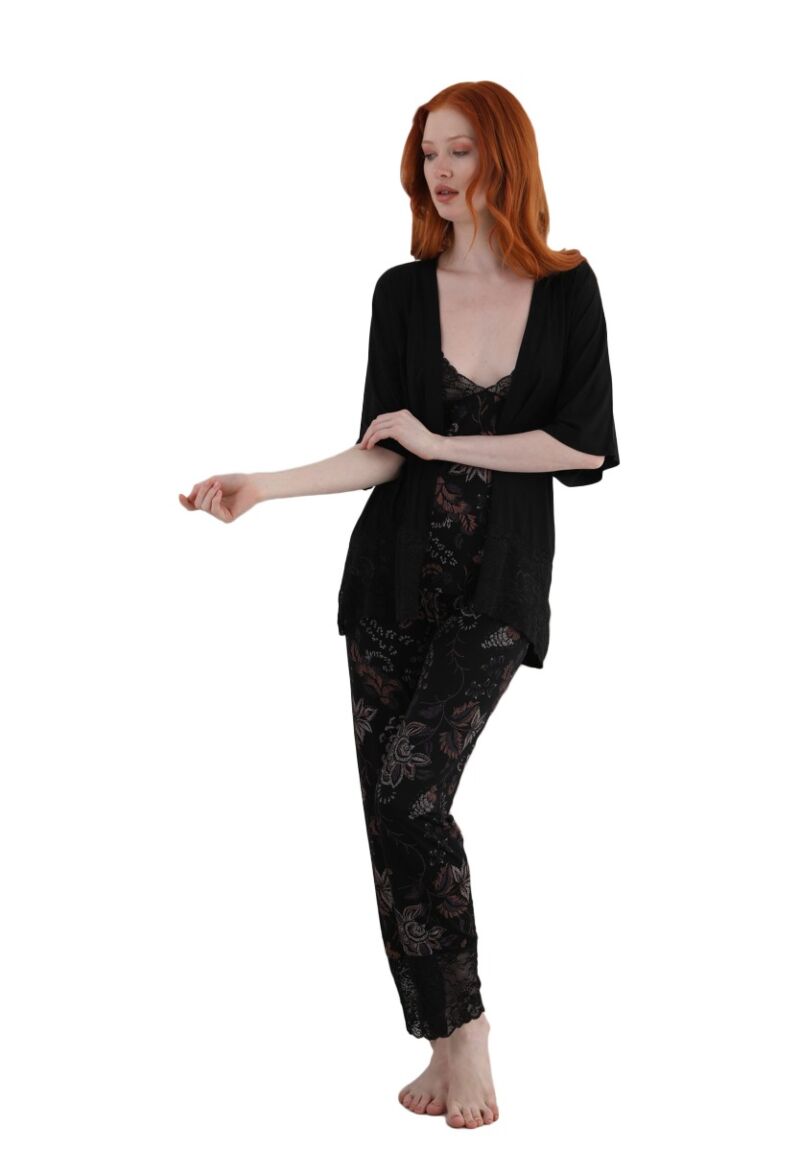 Σετ Πιτζαμα - Ρομπα Sevim Viscose Lace & Flowers 