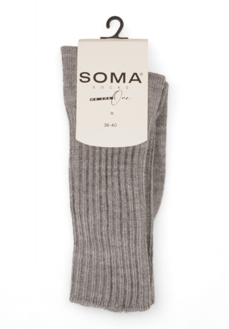 Κάλτσες γυναικείες Rib μάλλινες Soma Grey