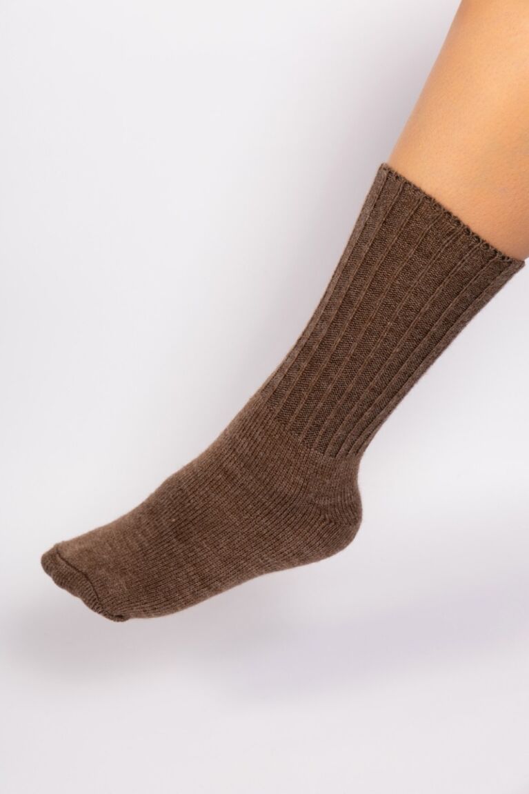 Κάλτσες γυναικείες Rib μάλλινες Soma Coffee