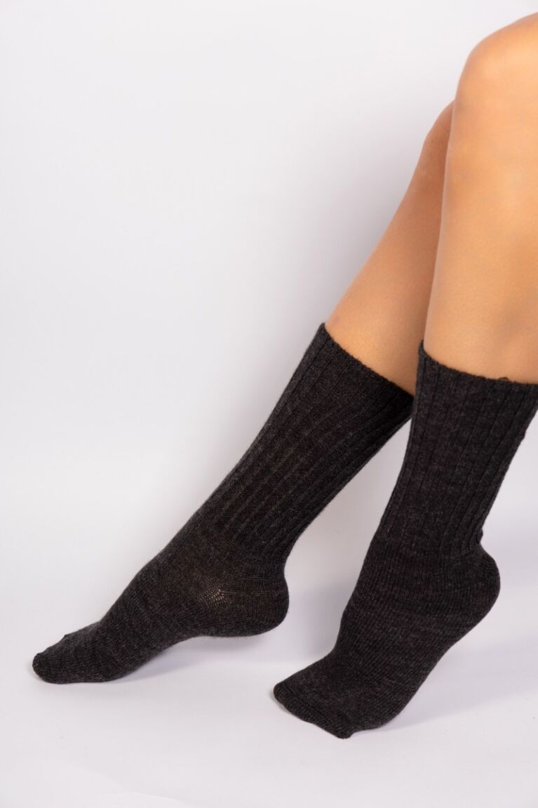 Κάλτσες γυναικείες Rib μάλλινες Soma Amthracite