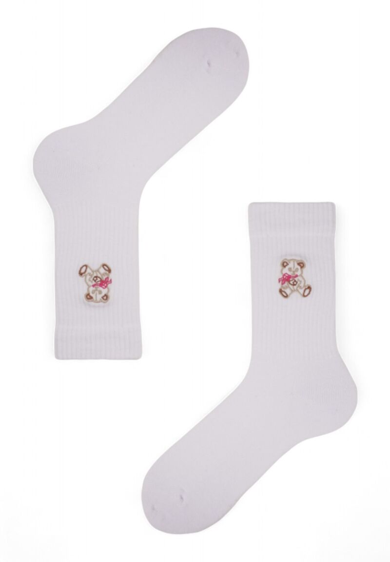 Κάλτσες γυναικείες Rib με κέντημα Soma Teddy