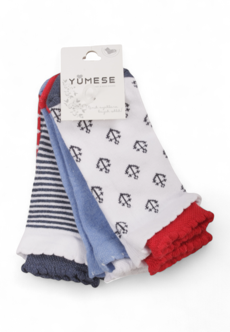 Καλτσάκια βρεφικά με τάπες Yumese Sail 3 Τεμ.