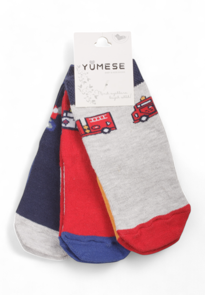 Καλτσάκια βρεφικά με τάπες Yumese Tracks 3 Τεμ.
