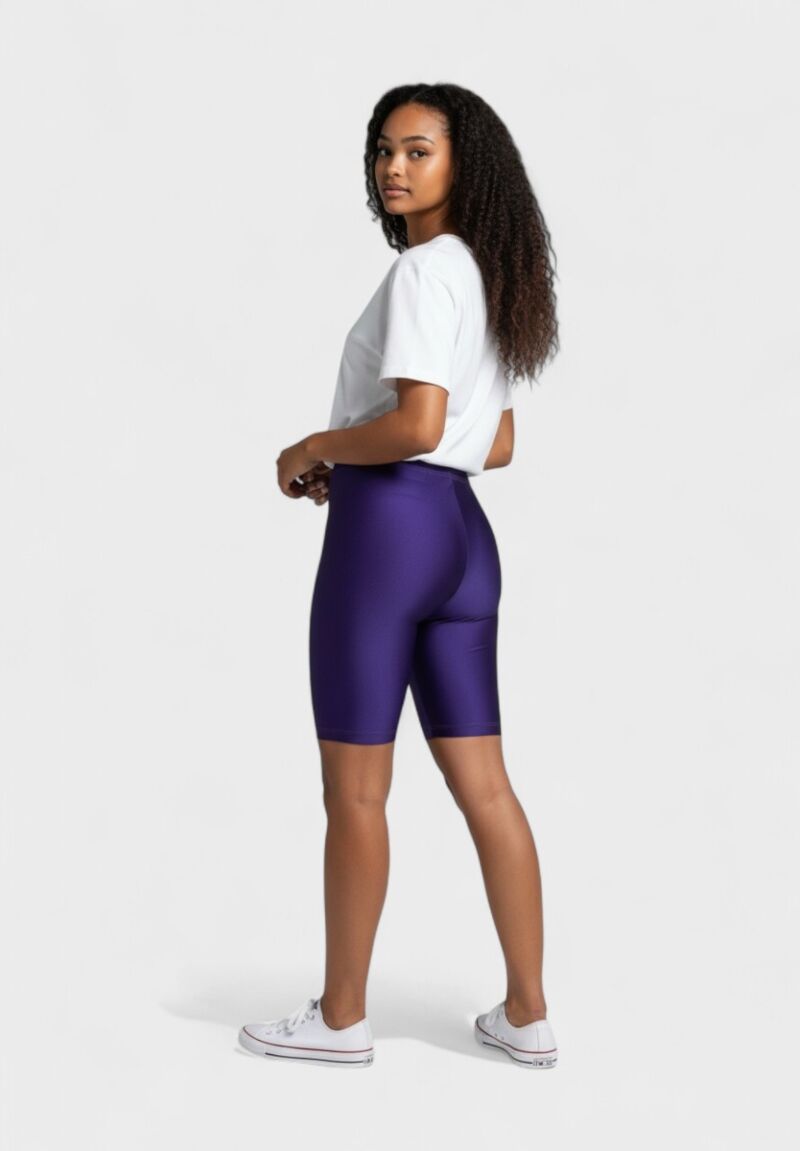 Γυναικείο γυαλιστερό μωβ biker κολάν Nina Club