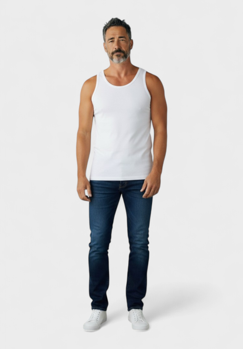 Φανέλα ανδρική βαμβακερή Pournara Classic Λευκό