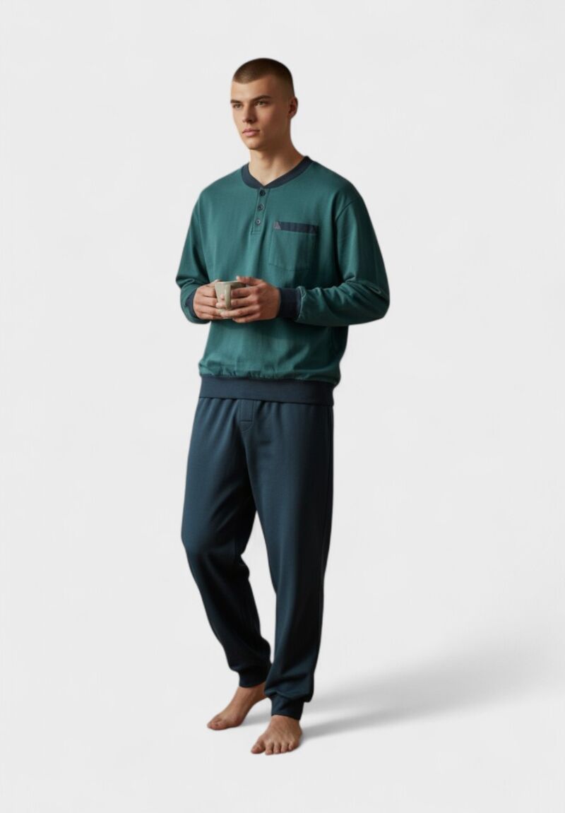 Ανδρική Βαμβακερή Πιτζάμα Φούτερ Collection Green