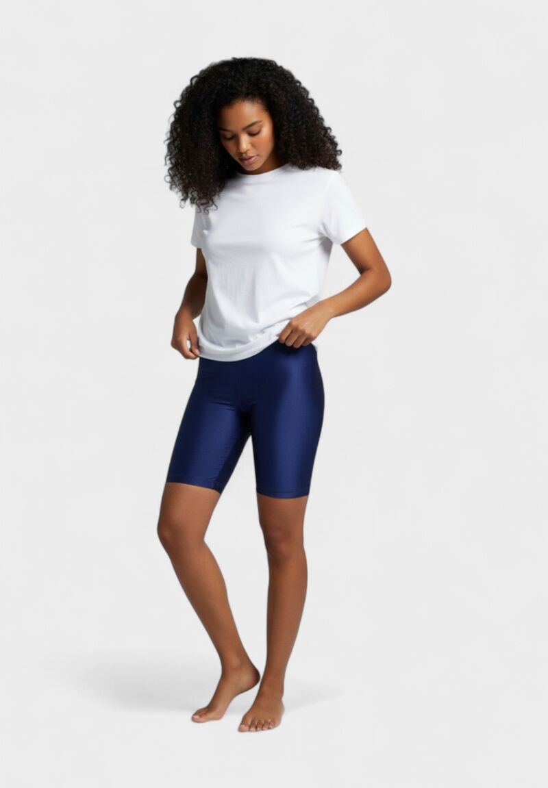 Γυναικείο γυαλιστερό μπλε biker κολάν Nina Club