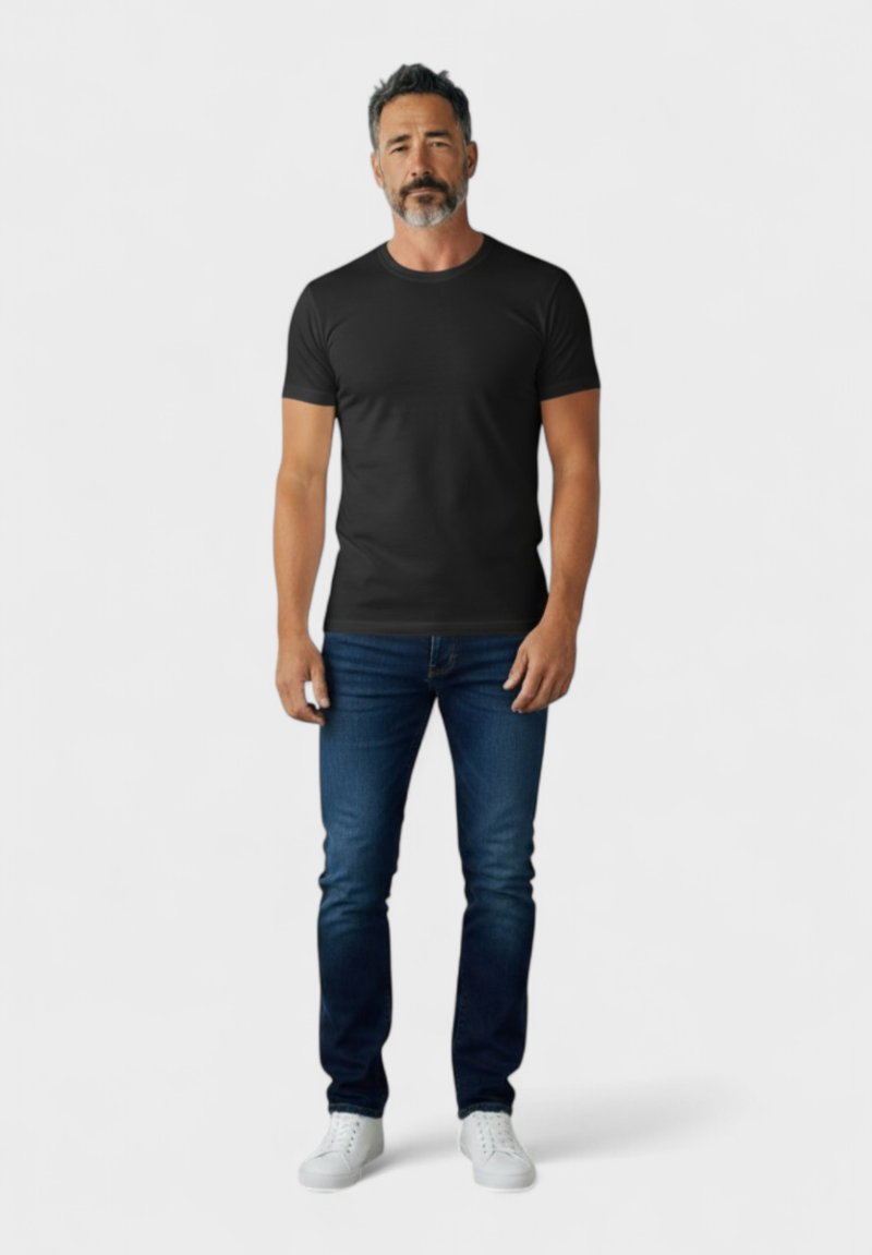 Φανέλα ανδρική βαμβακερή με κοντό μανίκι Pournara Classic Μαύρο