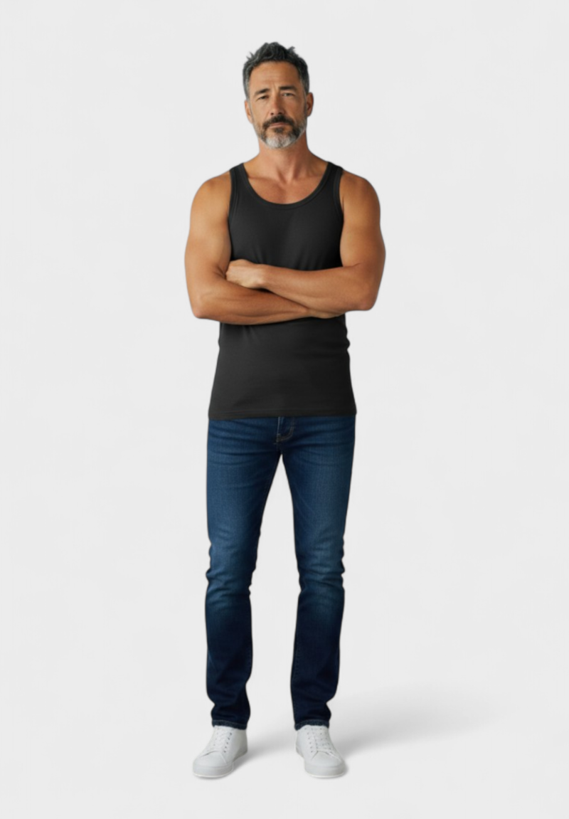 Φανέλα ανδρική βαμβακερή Pournara Classic Μαύρο