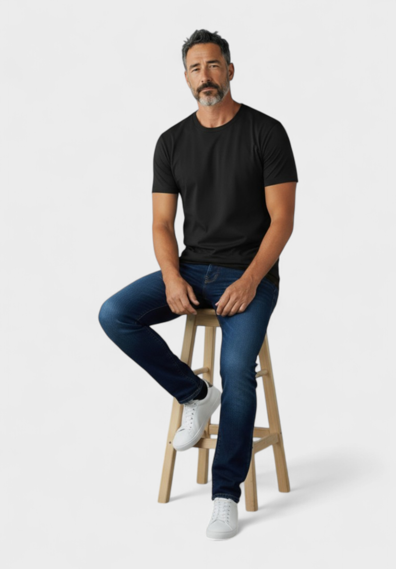 Φανέλα ανδρική βαμβακερή με κοντό μανίκι Pournara Classic Μαύρο