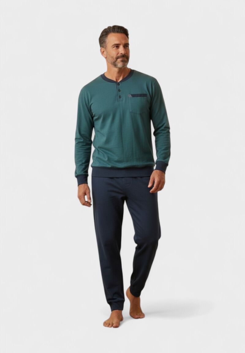 Ανδρική Βαμβακερή Πιτζάμα Φούτερ Collection Green