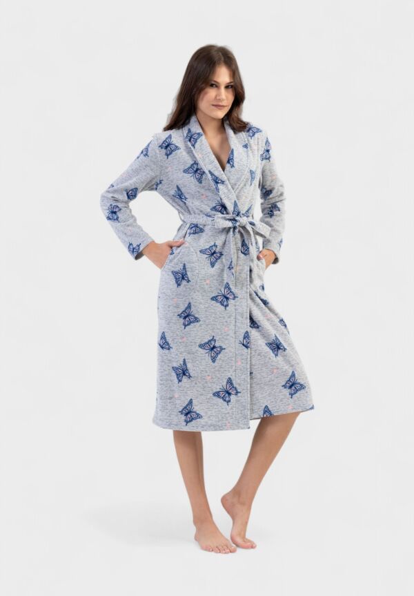 Γυναικεία Ρόμπα Vienetta με Πεταλούδες Γκρί