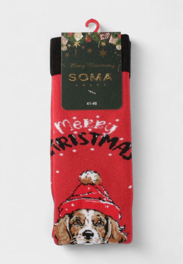 Χριστουγεννιάτικες Κάλτσες SOMA Socks “Merry Dog Christmas” – Πετσετέ, Βαμβακερές