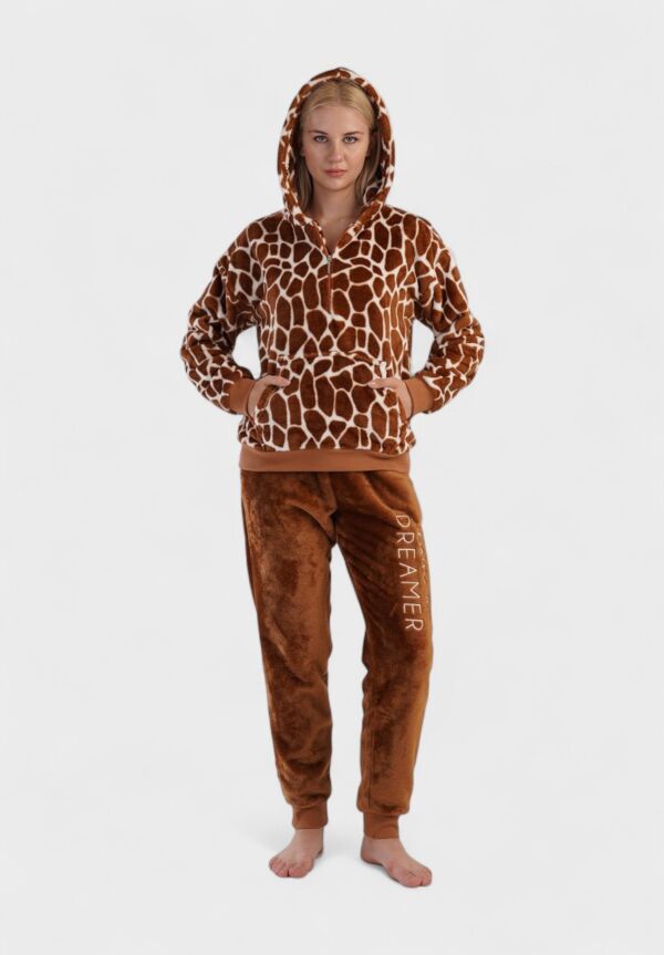 Γυναικεία Πιτζάμα Vienetta “Dreamer” με Κουκούλα – Καφέ