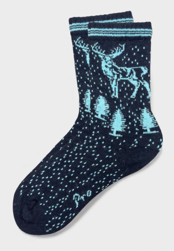 Γυναικεία Μάλλινη Κάλτσα Pro Socks Cozy Reindeer σε Μπλε Χρώμα
