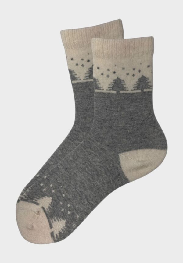 Pro Socks Snowy Pines Γυναικεία Μάλλινη Κάλτσα Γκρι/Εκρού | Ζεστή & Άνετη