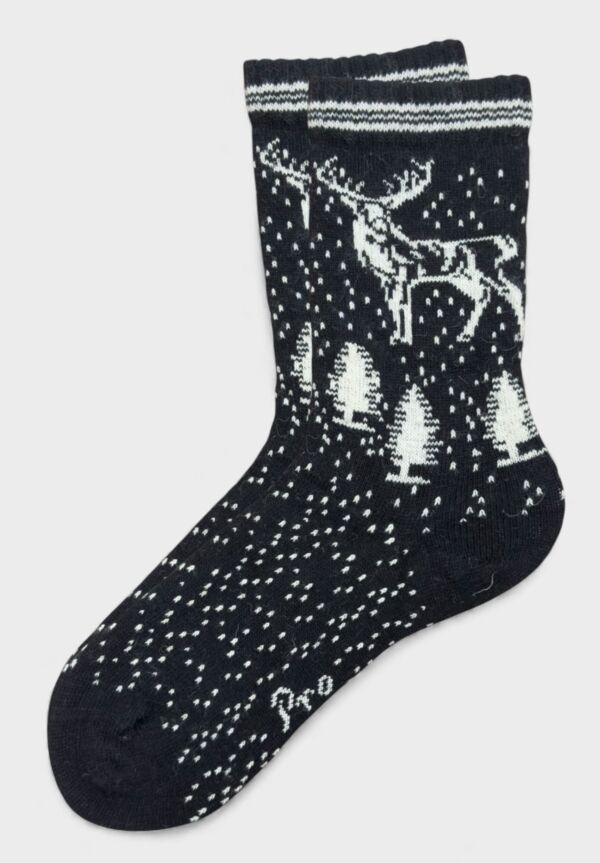 Γυναικεία Μάλλινη Κάλτσα Pro Socks Cozy Reindeer σε Μαύρο Χρώμα
