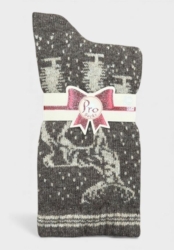Γυναικεία Μάλλινη Κάλτσα Pro Socks Cozy Reindeer σε Μολυβί Χρώμα